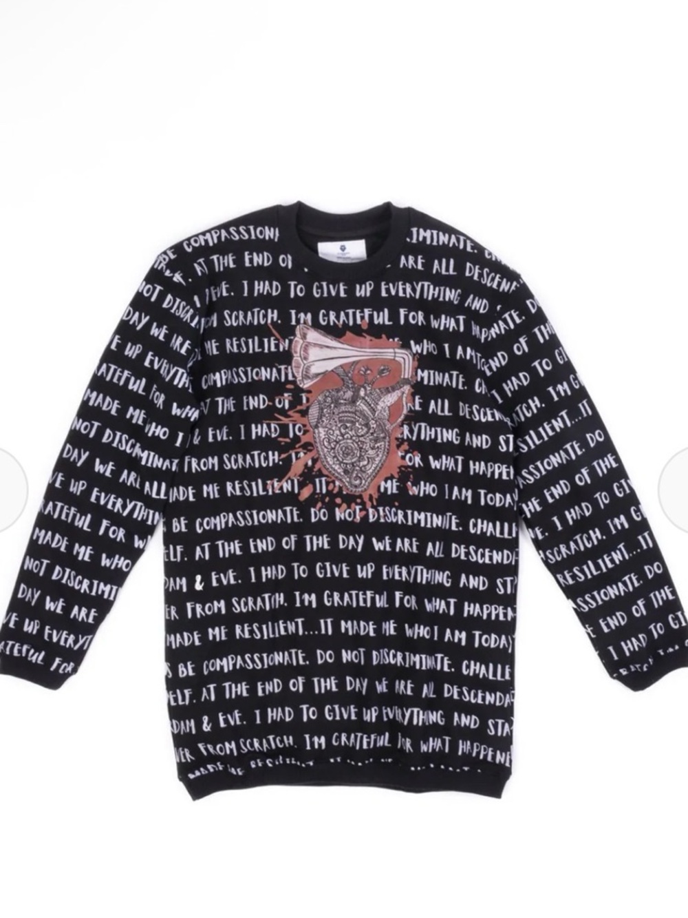 SACER Heart Sweater Black & White Graphic Crewneck Sweatshirt